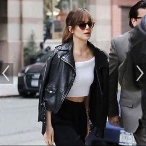 ACNE STUDIOS Belted leather biker jacket Retail $2K+